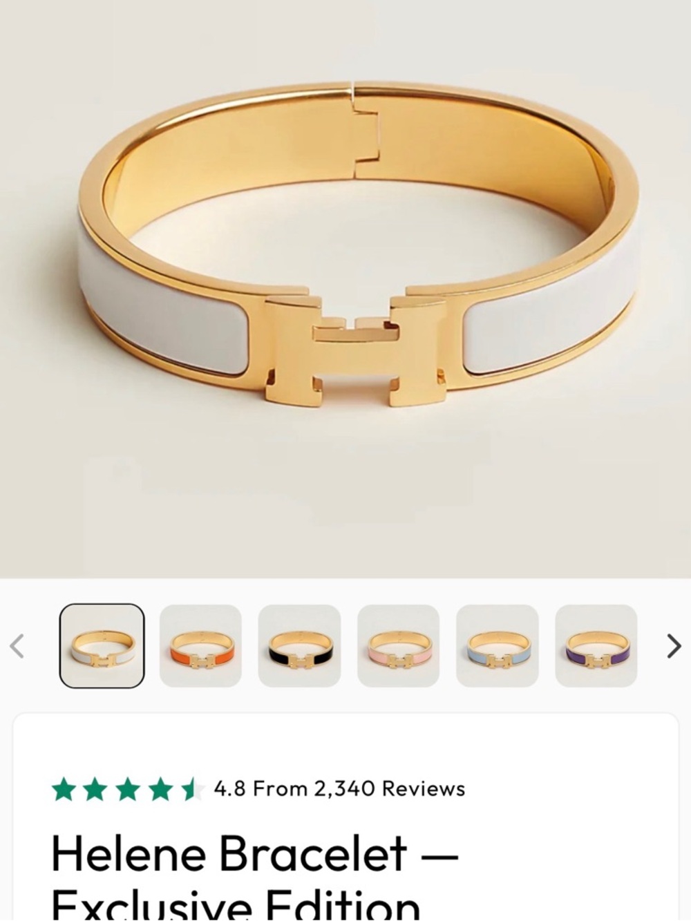 Helena Gold and White Enamel H Bracelet Bracelet